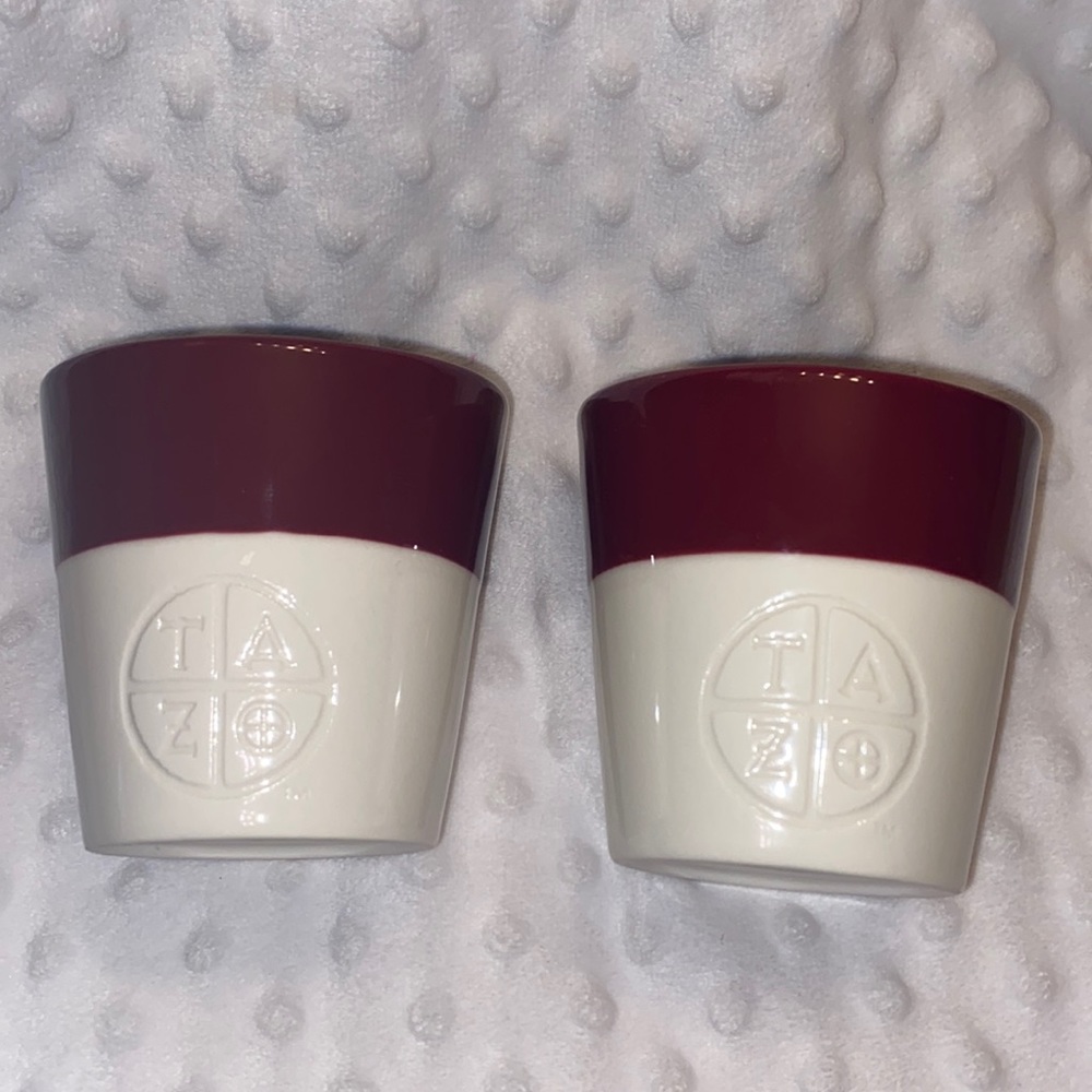 Starbucks New Bone China Pair Cups Red Tan